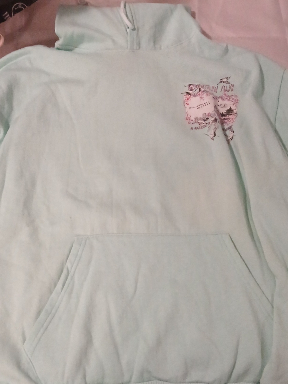 Girls Mint Pullover Hoodie with Heart Graphic